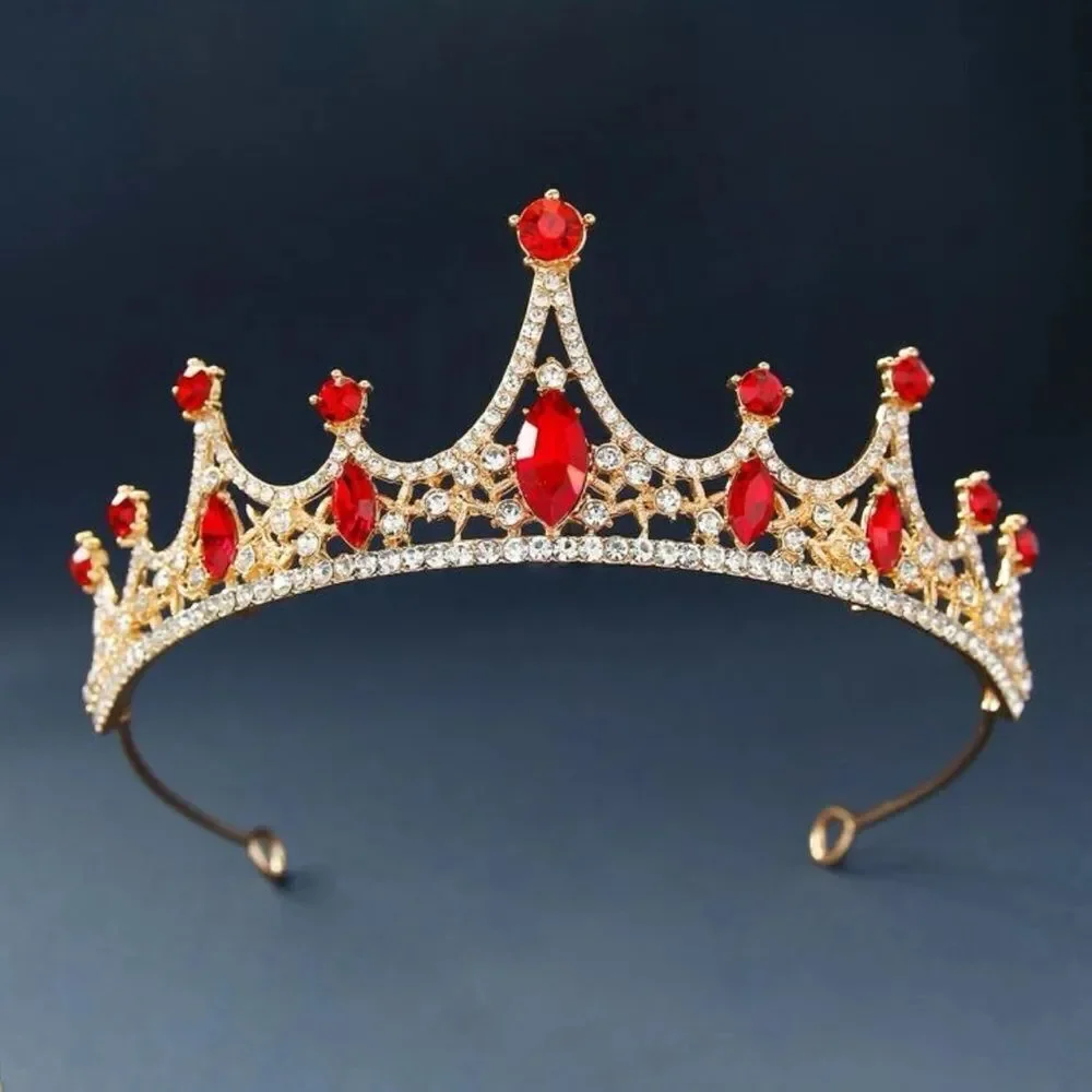 🆕Red Crystal Rhinestone Tiara Crown
